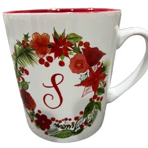 Austin & Ash Christmas S Initial Poinsettias Holiday Large Coffee Mug